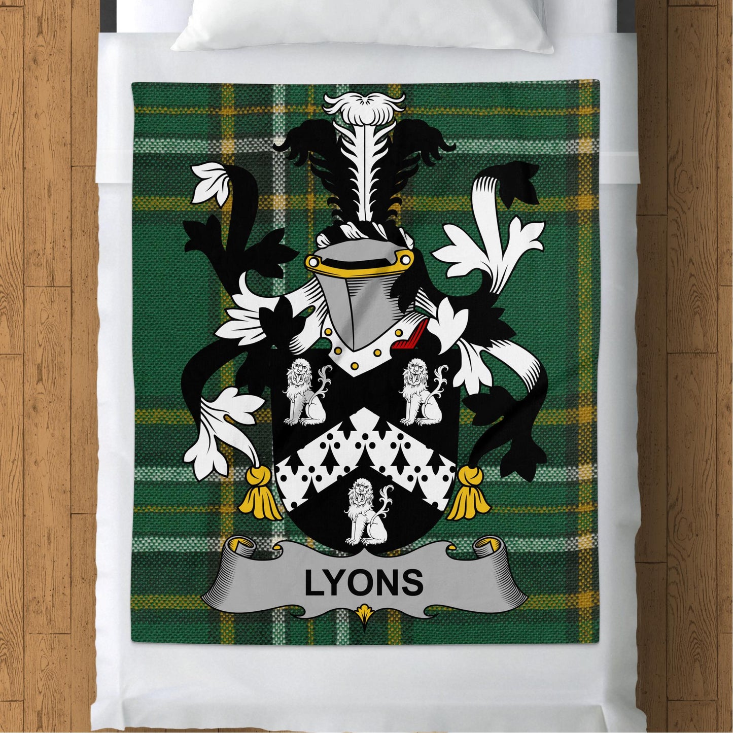 Lyons Surname Irish Tartan Throw Blanket - Living Stone Gifts