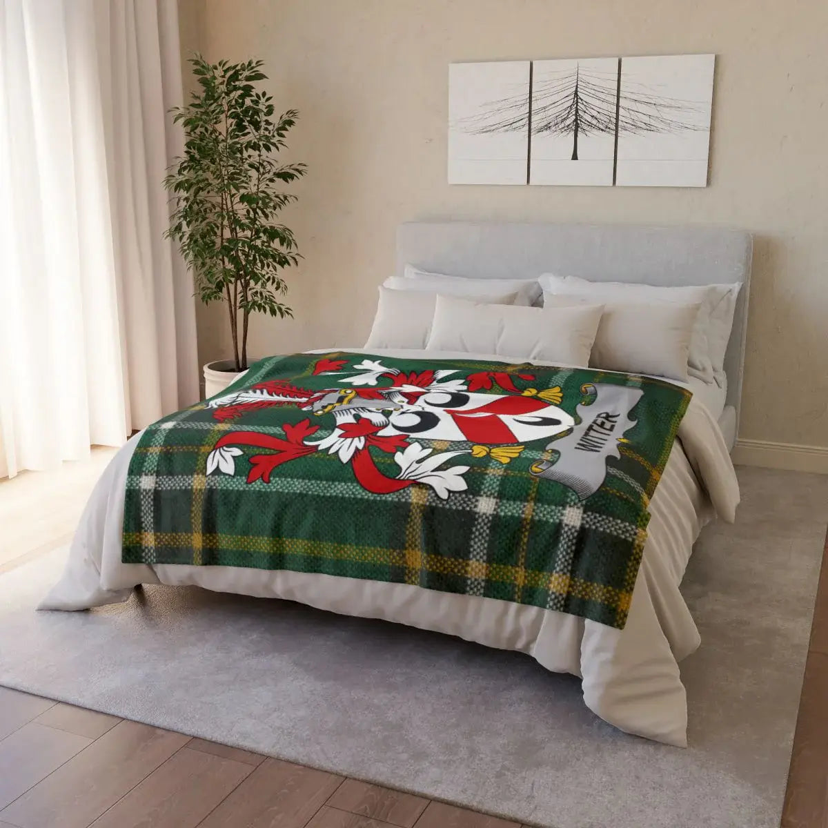 Vibrant Cartoon Character Design Green Blanket product type