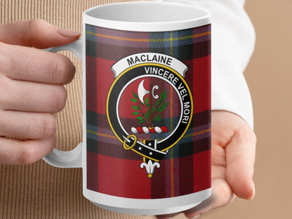 Traditional MacLaine Tartan Plaid Crest Emblem Mug - Living Stone Gifts