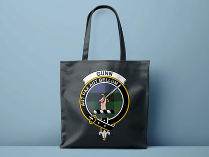 Gunn Scottish Clan Crest Tartan Tote Bags - Celtic Ancestry Gifts