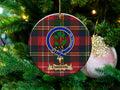 Christie clan crest tartan ceramic Christmas ornament — 3 inch round