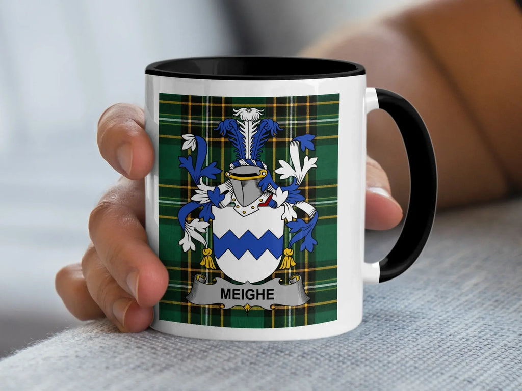 Meighe Irish family crest black accent mug