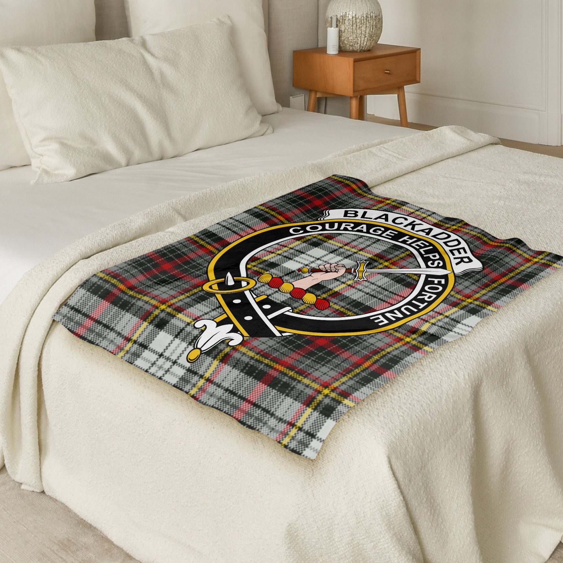 Scottish Clan Blackadder Crest Tartan Throw Blanket - Living Stone Gifts