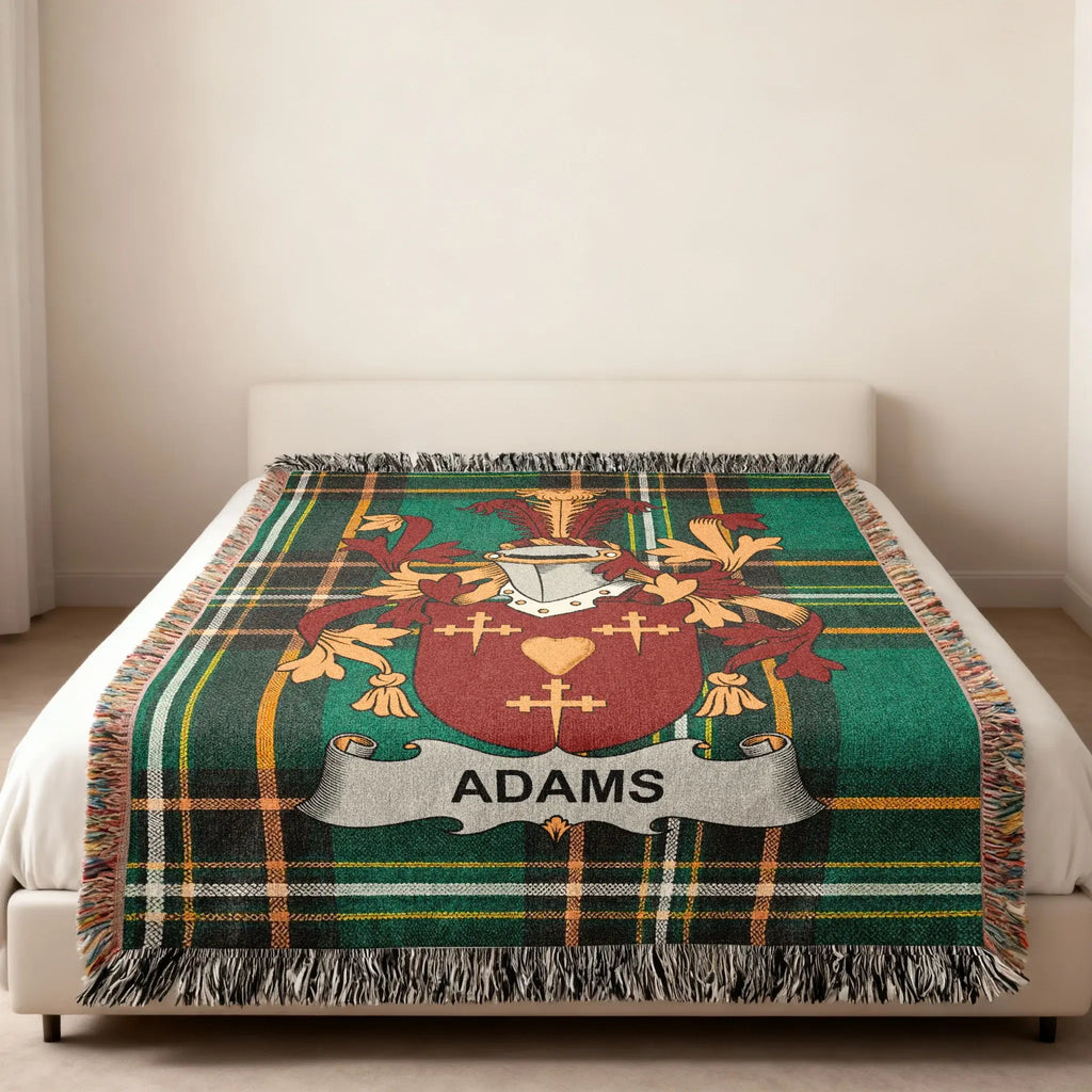 Adams Family Crest Green Plaid Tartan Blanket product type
