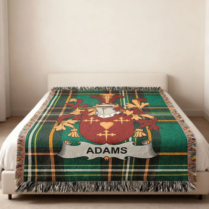 Adams Family Crest Green Plaid Tartan Blanket product type