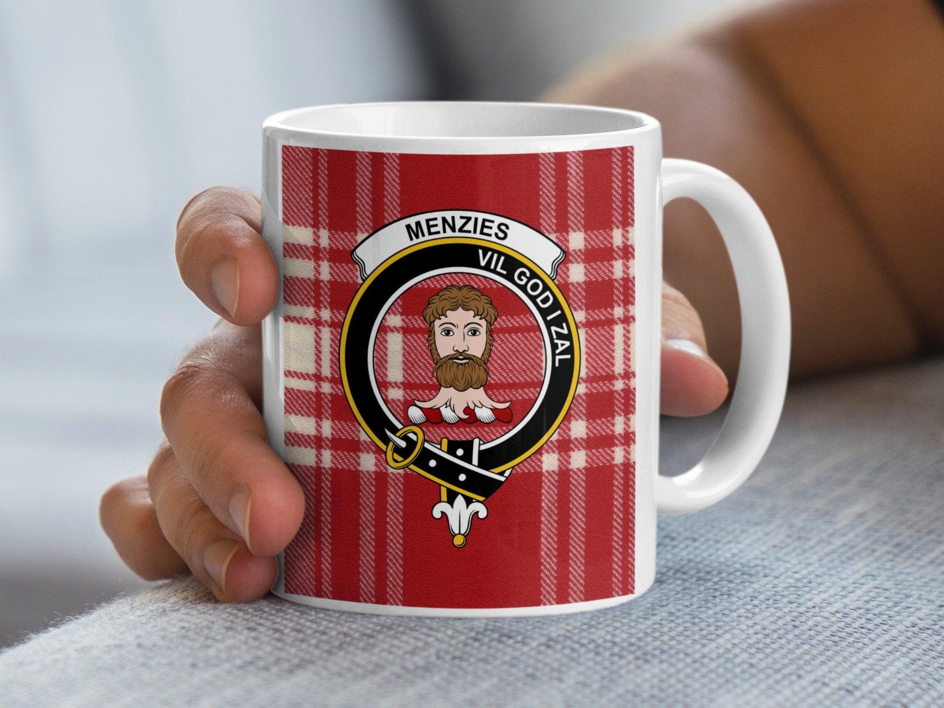 Menzies Clan Crest Tartan Mug for Scottish Heritage Lovers Mug - Living Stone Gifts