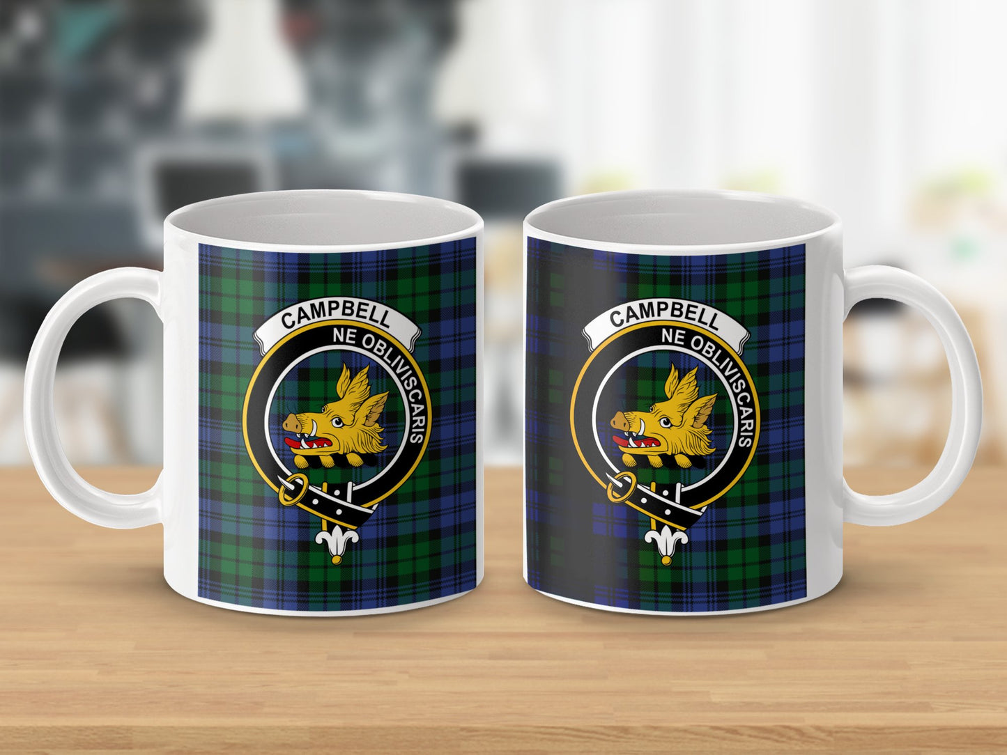 Clan Campbell Scottish Tartan Crest Emblem Mug - Living Stone Gifts