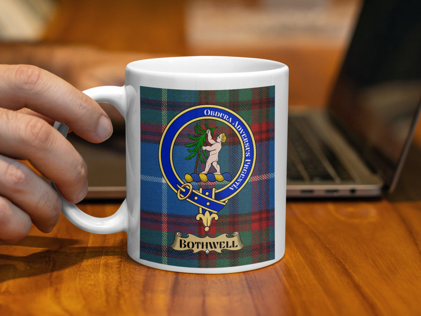 Bothwell Heritage Clan Crest Tartan Mug - Living Stone Gifts