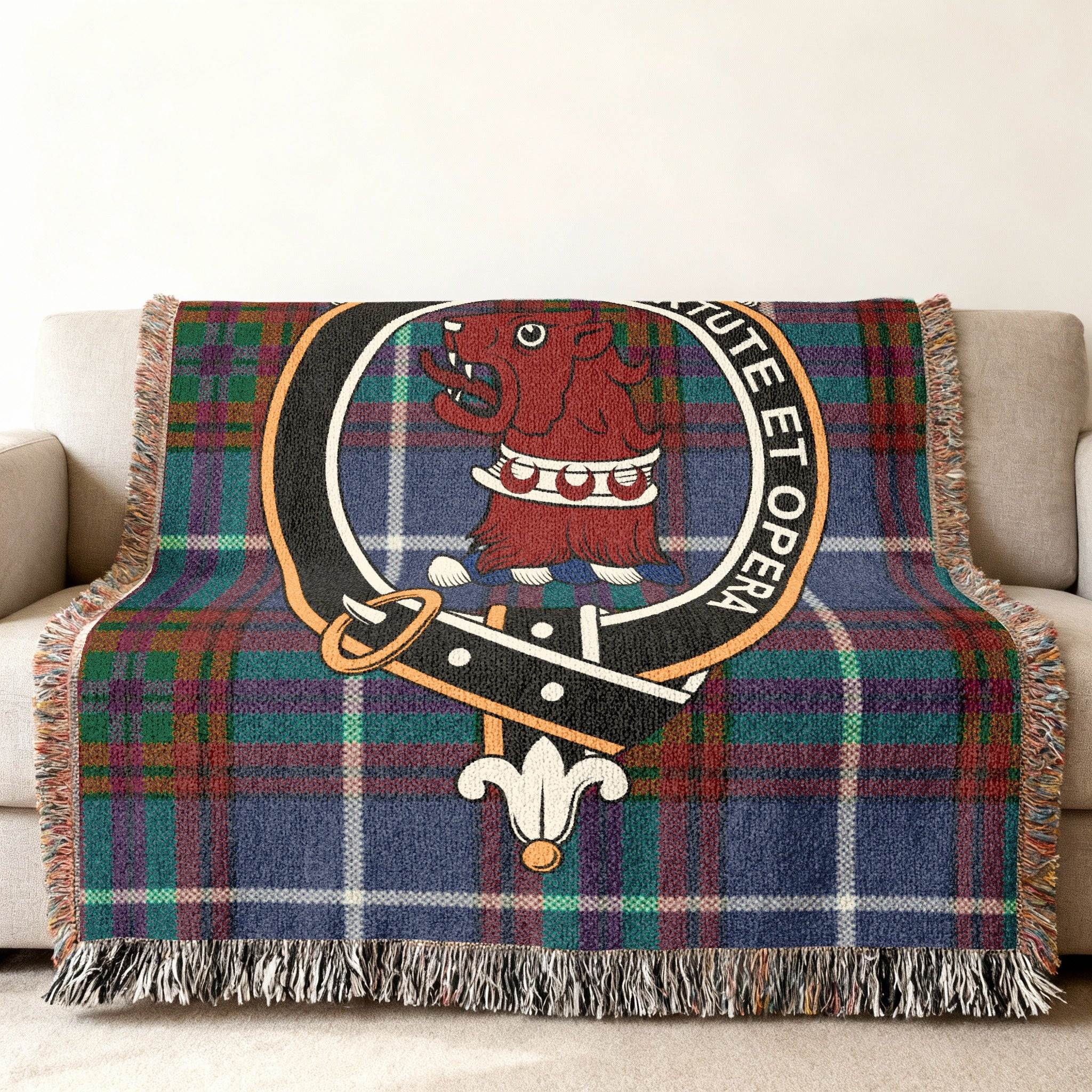 Stylish Clan Crested Decorative Plaid Blanket
