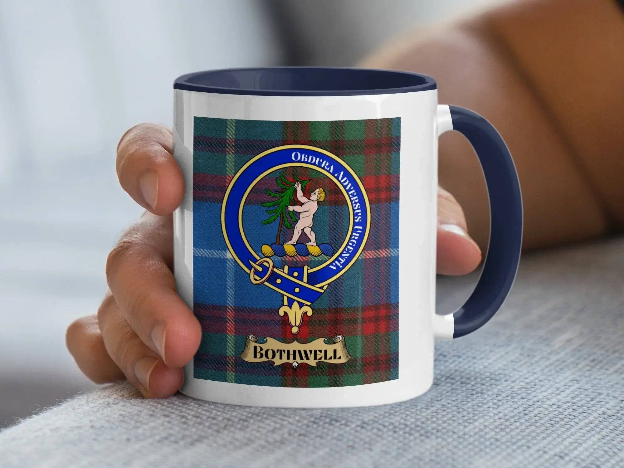 Bothwell Clan Shield Mug with Blue Handle Color
