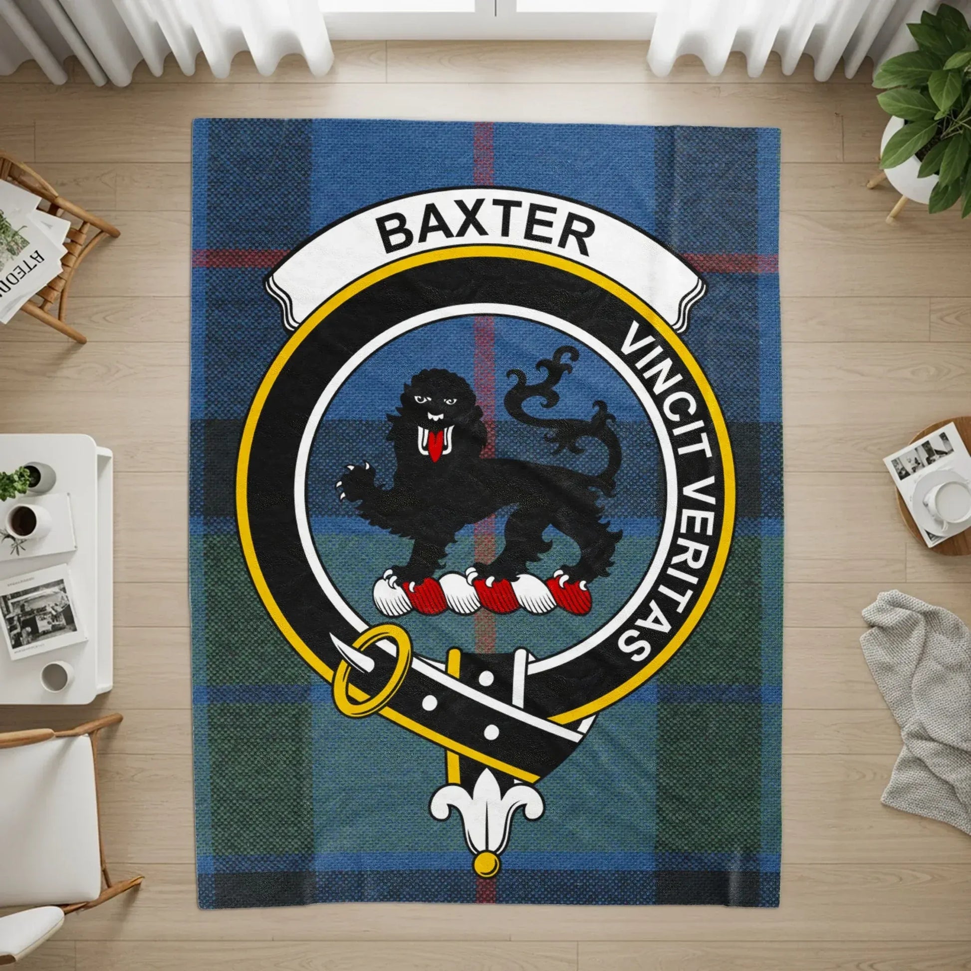 Vincit Veritas Baxter Clan Crest Tartan Rug product