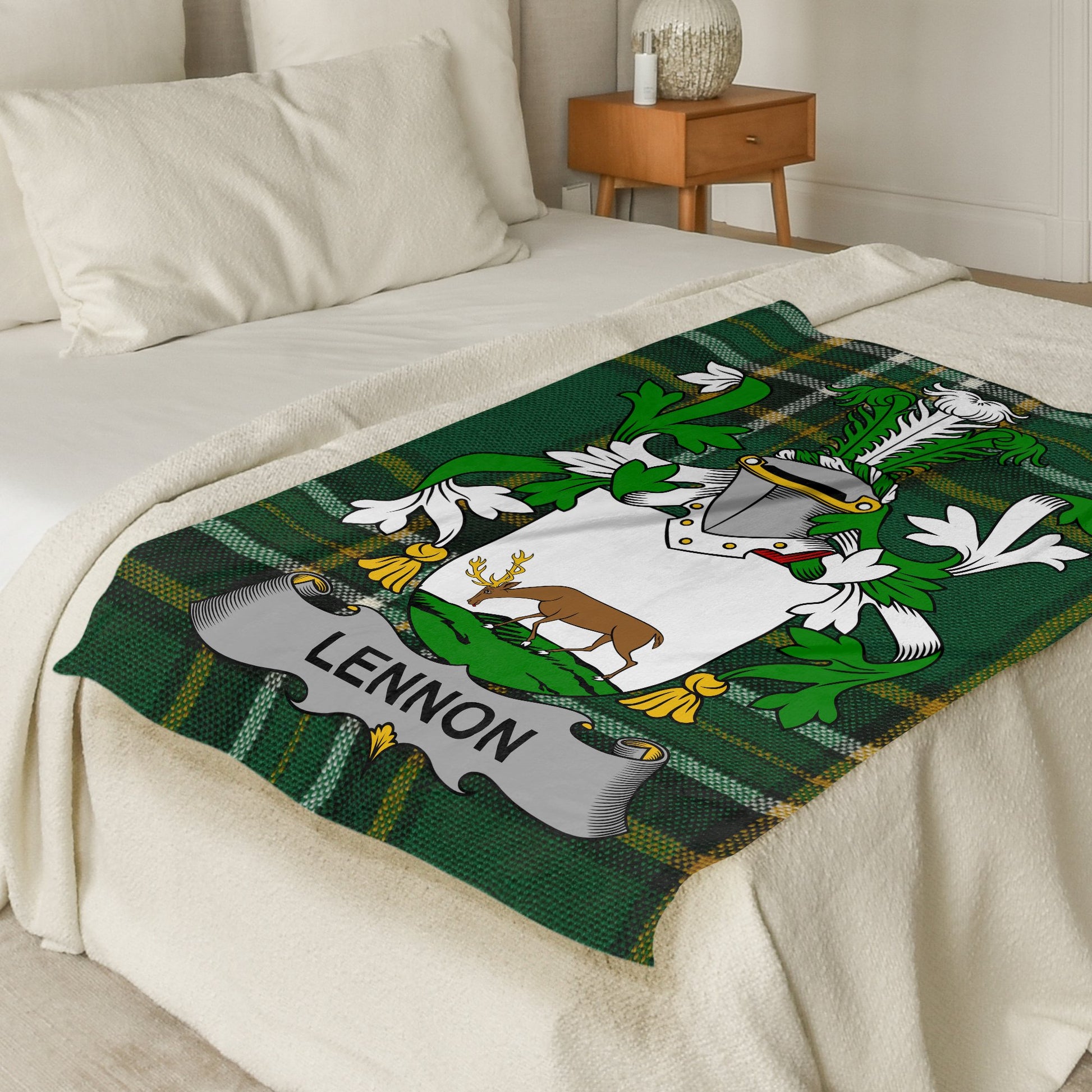 Lennon Surname Irish Tartan Throw Blanket - Living Stone Gifts