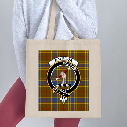 Balfour Clan Scottish Tartan Crest Tote Bag - Living Stone Gifts