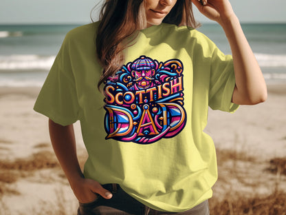 Vibrant Scottish Dad Graphic Design Illustration T-Shirt - Living Stone Gifts