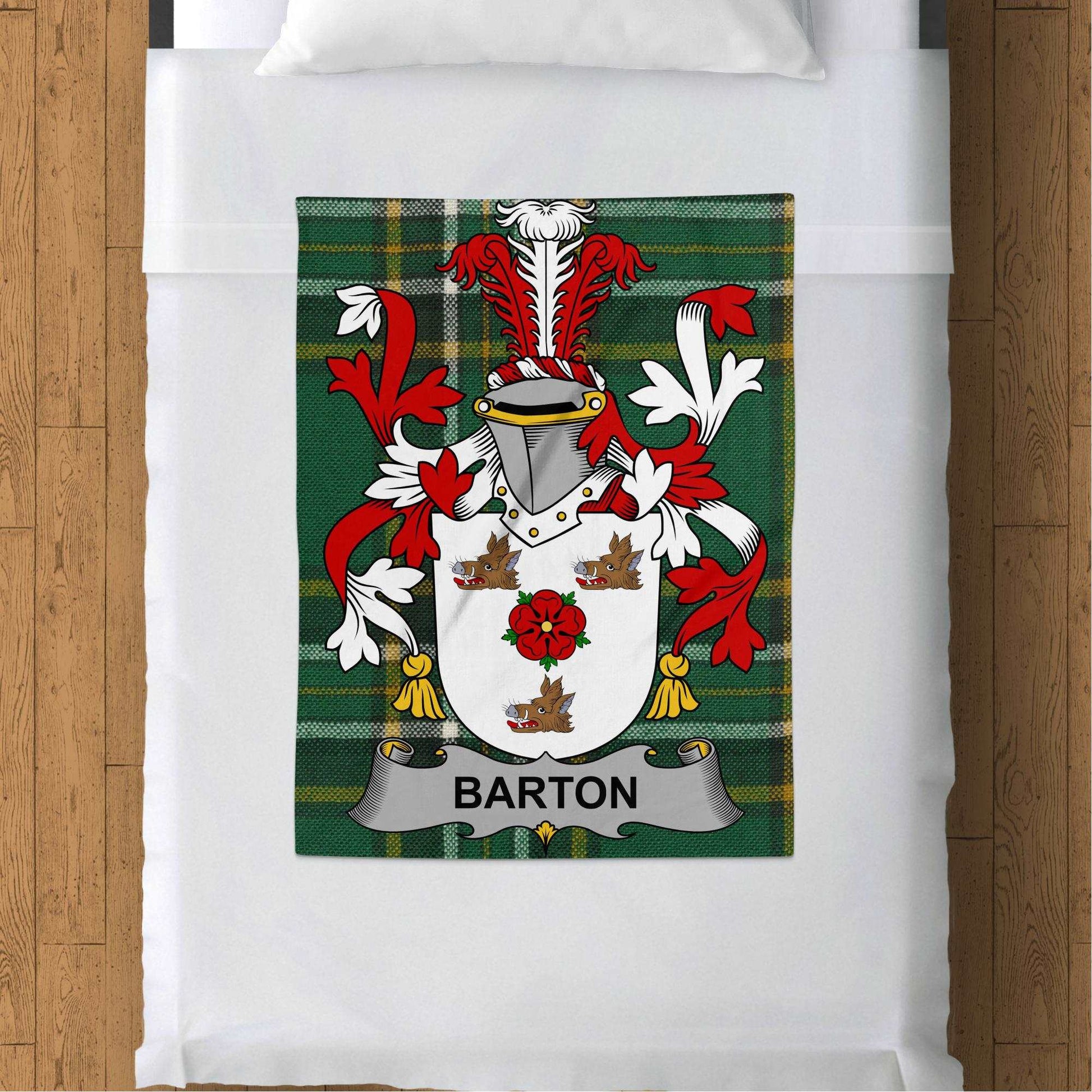 Barton Surname Irish Tartan Throw Blanket - Living Stone Gifts