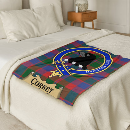 Scottish Clan Corbet Crest Tartan Throw Blanket - Living Stone Gifts