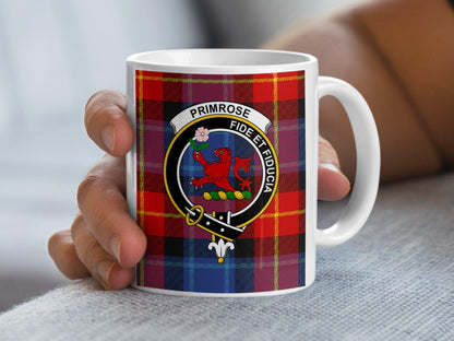 Primrose Clan Crest with Tartan Design Coffee Mug - Living Stone Gifts