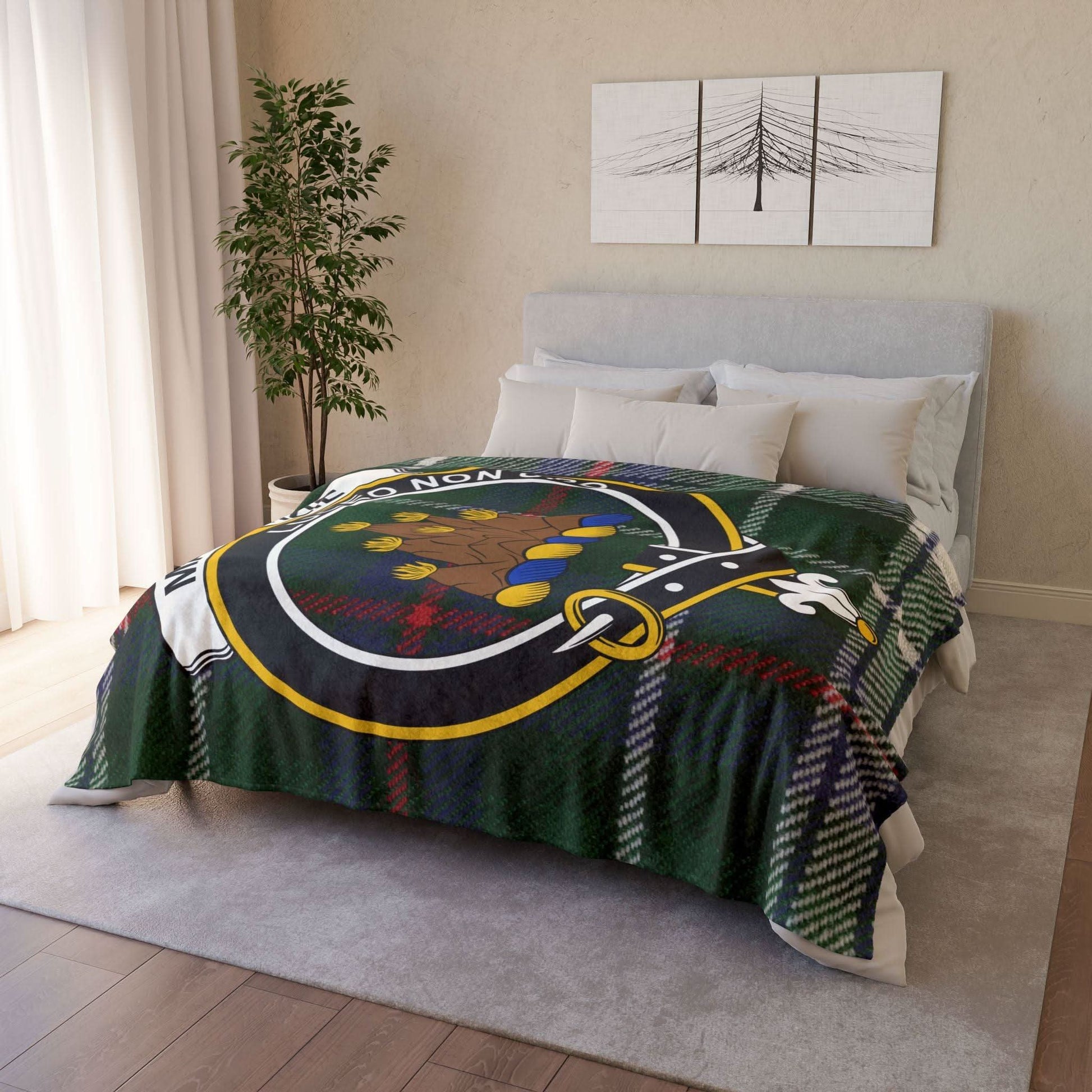 MacKenzie Clan Tartan Blanket – Scottish Crest Throw, Soft & Cozy - Celtic Ancestry Gifts