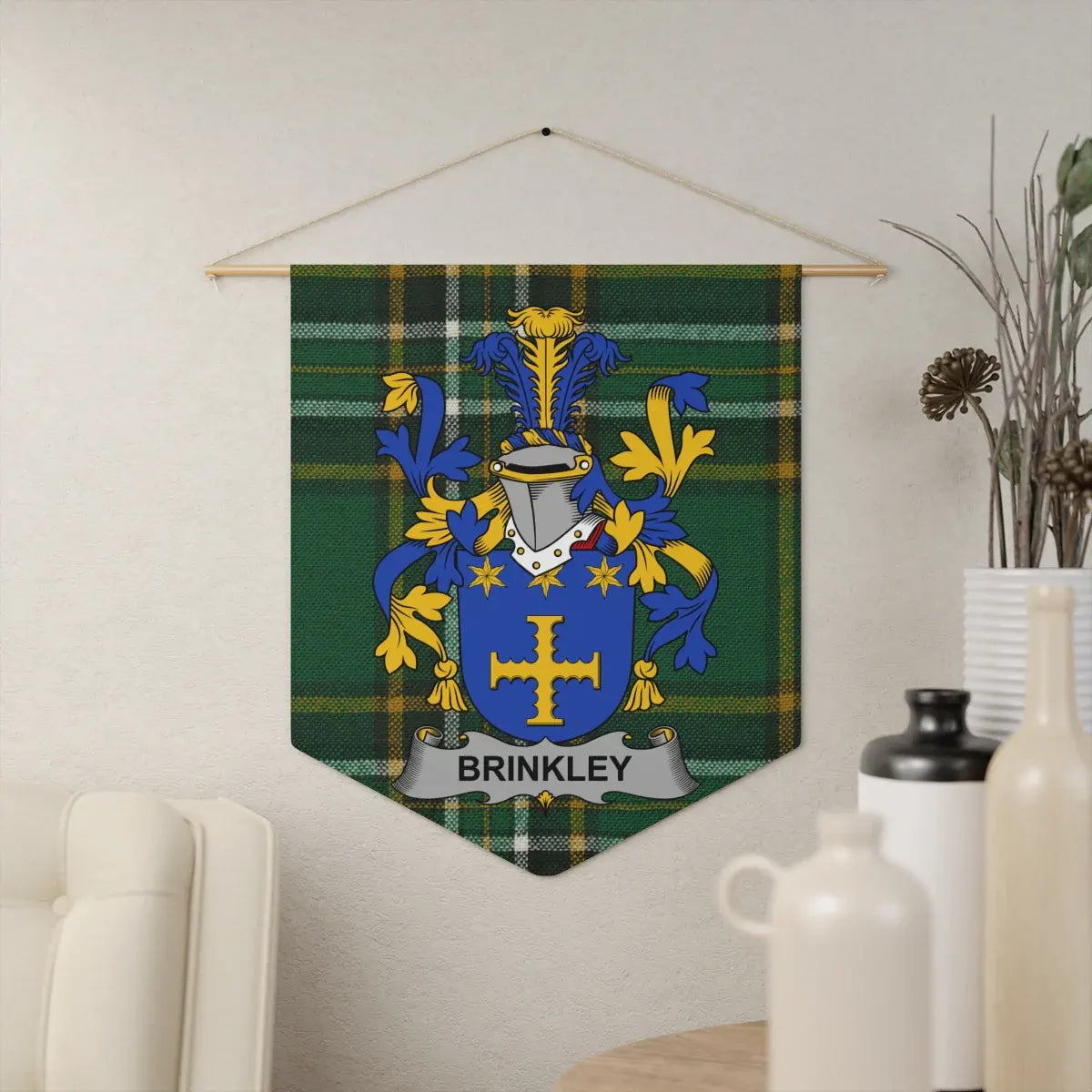 Custom Family Crest Tartan Pattern Wall Banner Product