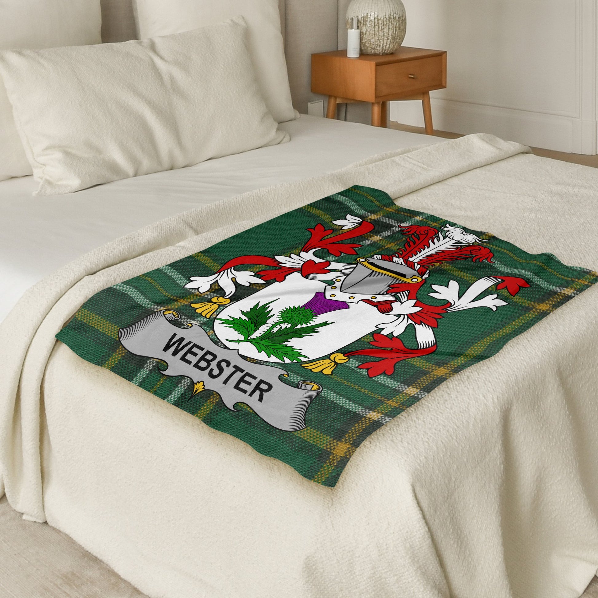 Webster Surname Irish Tartan Throw Blanket - Living Stone Gifts