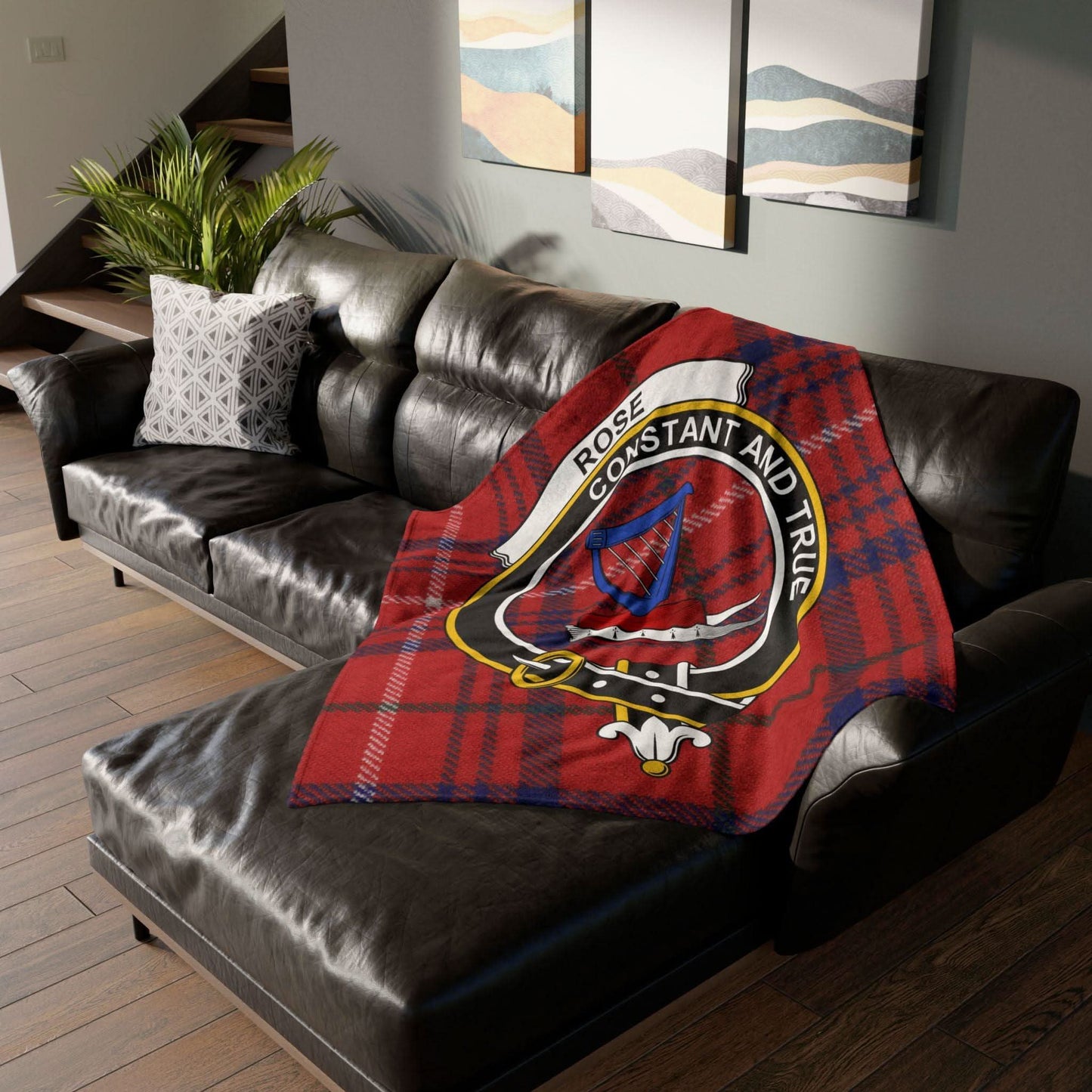 Rose Clan Tartan Blanket – Scottish Crest Throw, Soft & Cozy - Celtic Ancestry Gifts