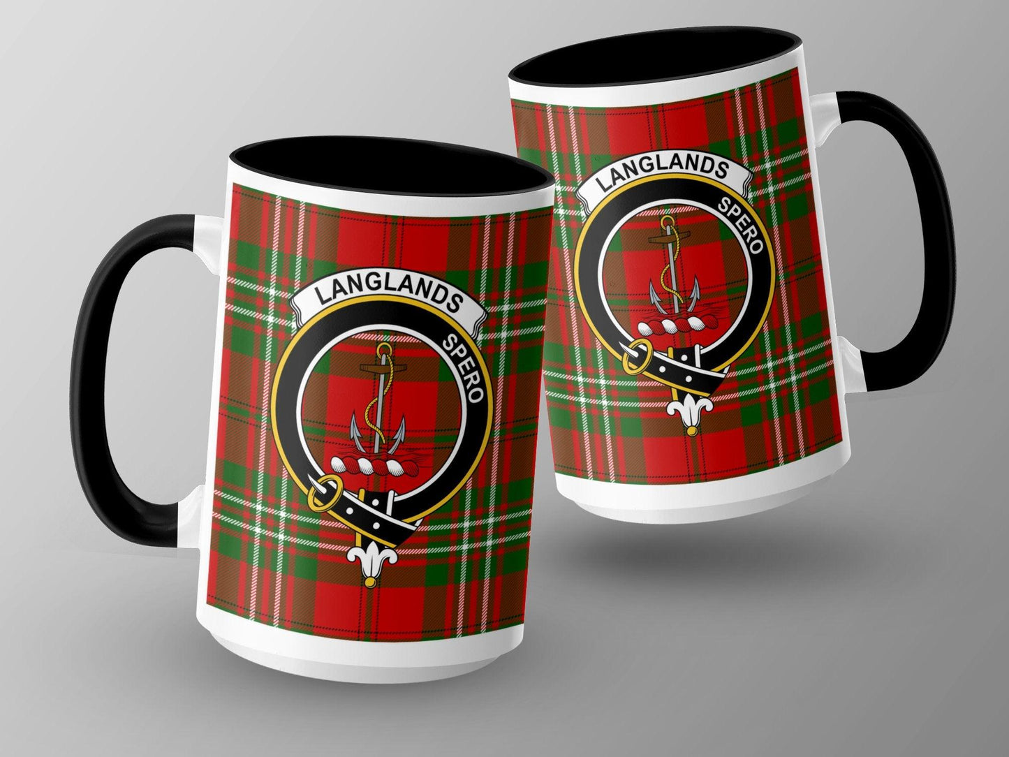 Langlands Clan Crest Tartan Plaid Mug Perfect Scottish Gift Mug - Living Stone Gifts