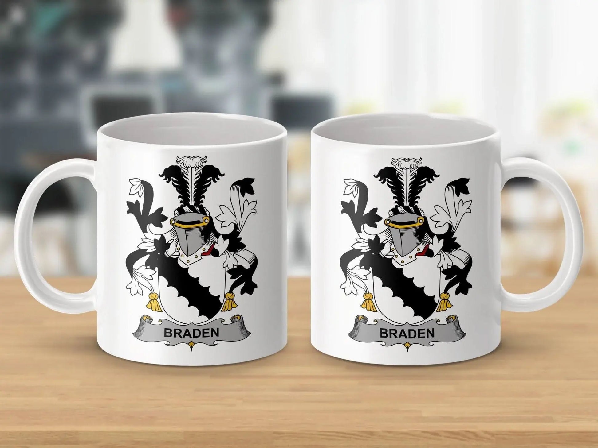 Braden Surname Irish Family Crest Heraldry Gift Mug - Celtic Ancestry Gifts