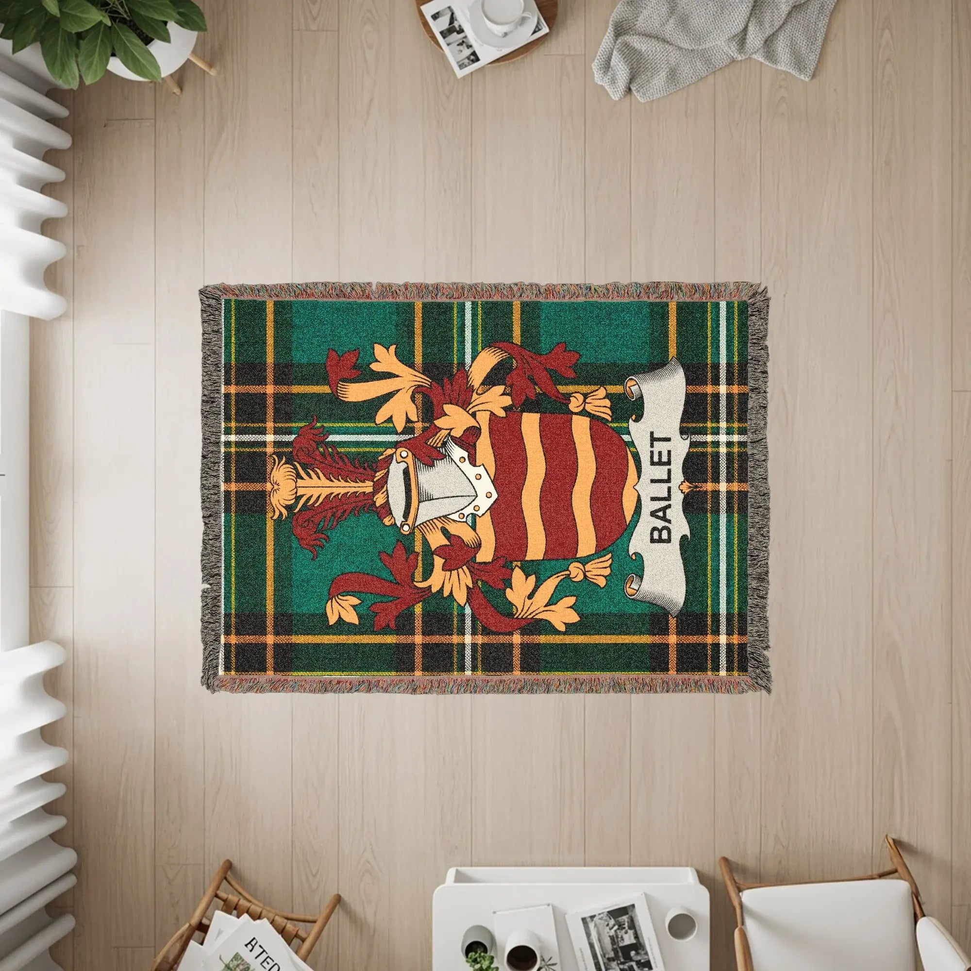 Ballet Family Crest Tartan Plaid Pattern Throw product type