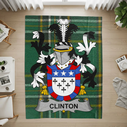 Clinton Coat of Arms Family Crest Plaid Rug product