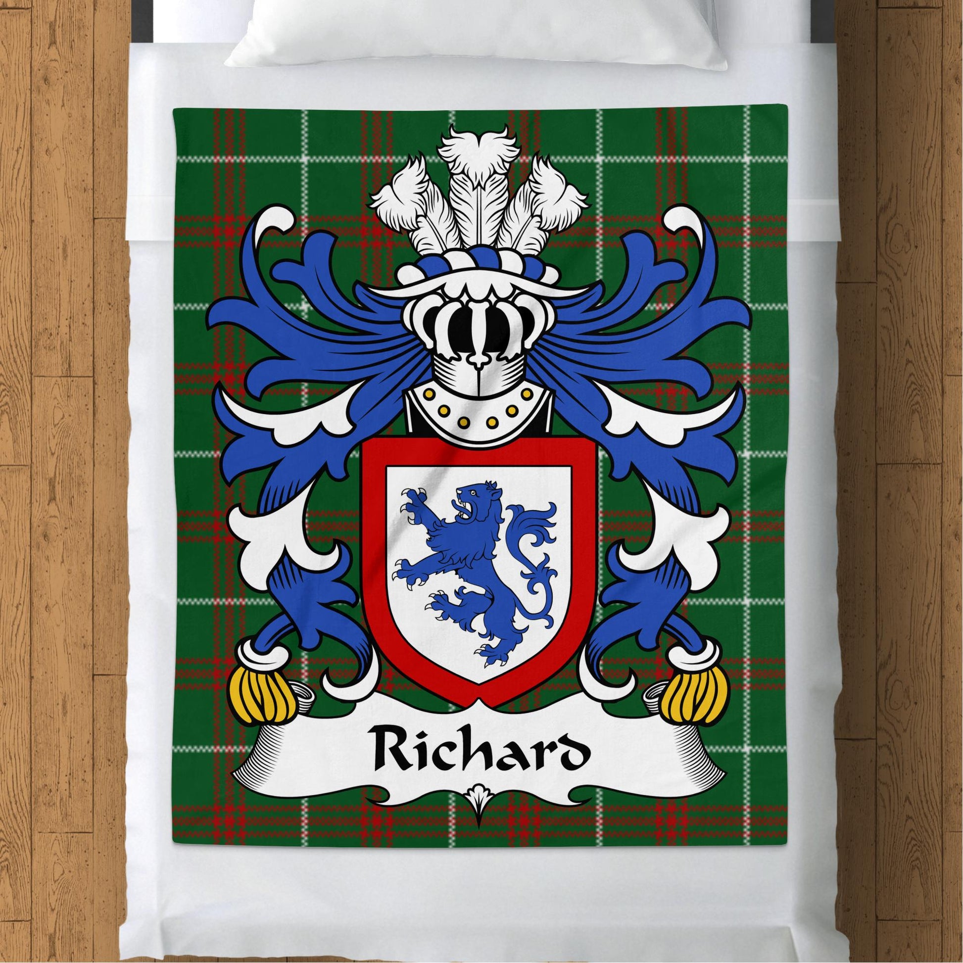 Richard Welsh Surname Coat of Arms Tartan Blanket - Living Stone Gifts