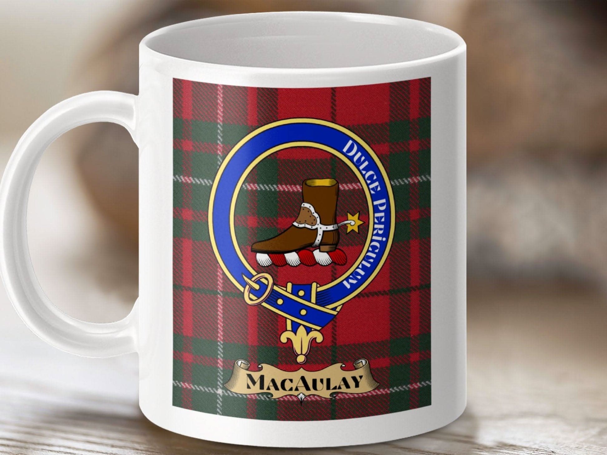MacAulay Clan Crest Emblem Displayed On A Mug product