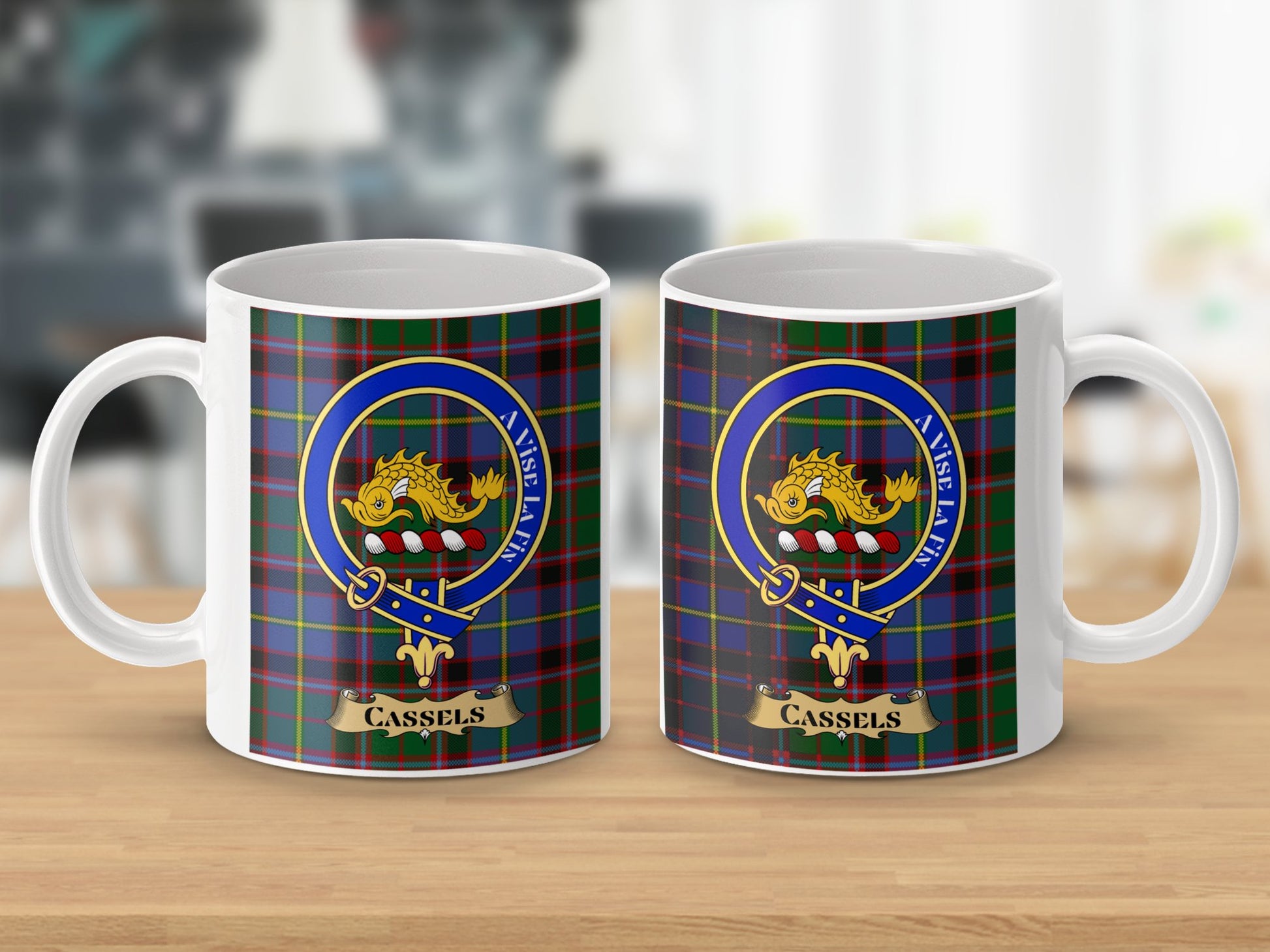 Clan Cassels Scottish Tartan Crest Family Name Mug - Living Stone Gifts