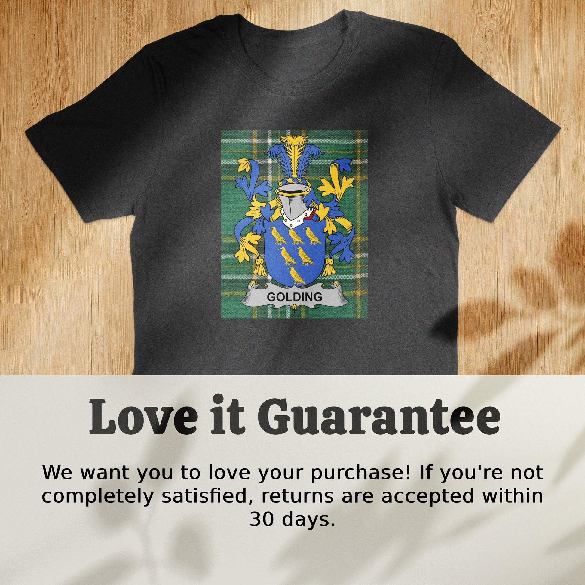 Golding Family Crest Tartan T-Shirt - Celtic Ancestry Gifts