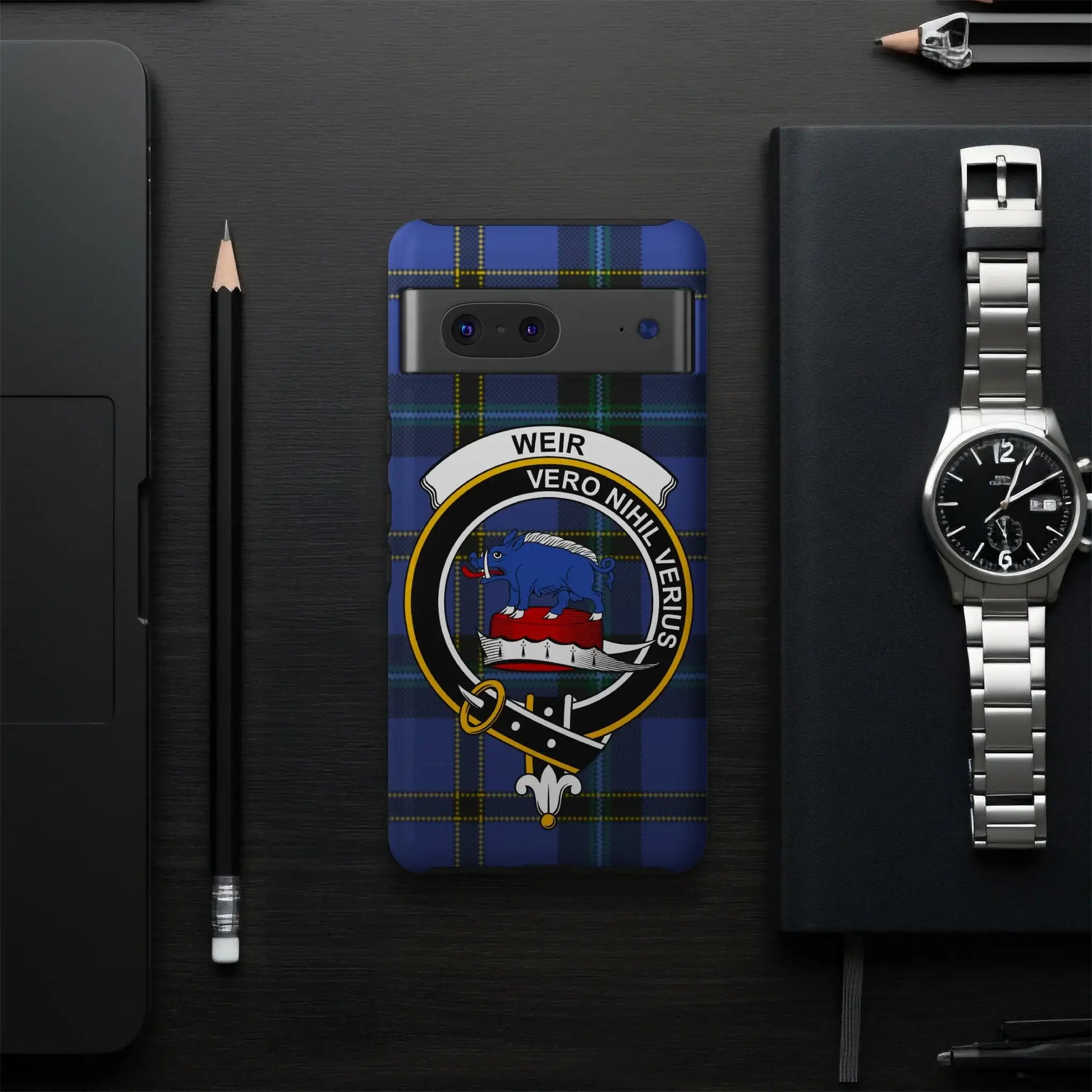 Weir Vero Nihil Verius Crest on Tartan Phone Case