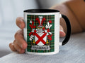 Fitzgerald family crest Irish heritage mug on Irish National Tartan