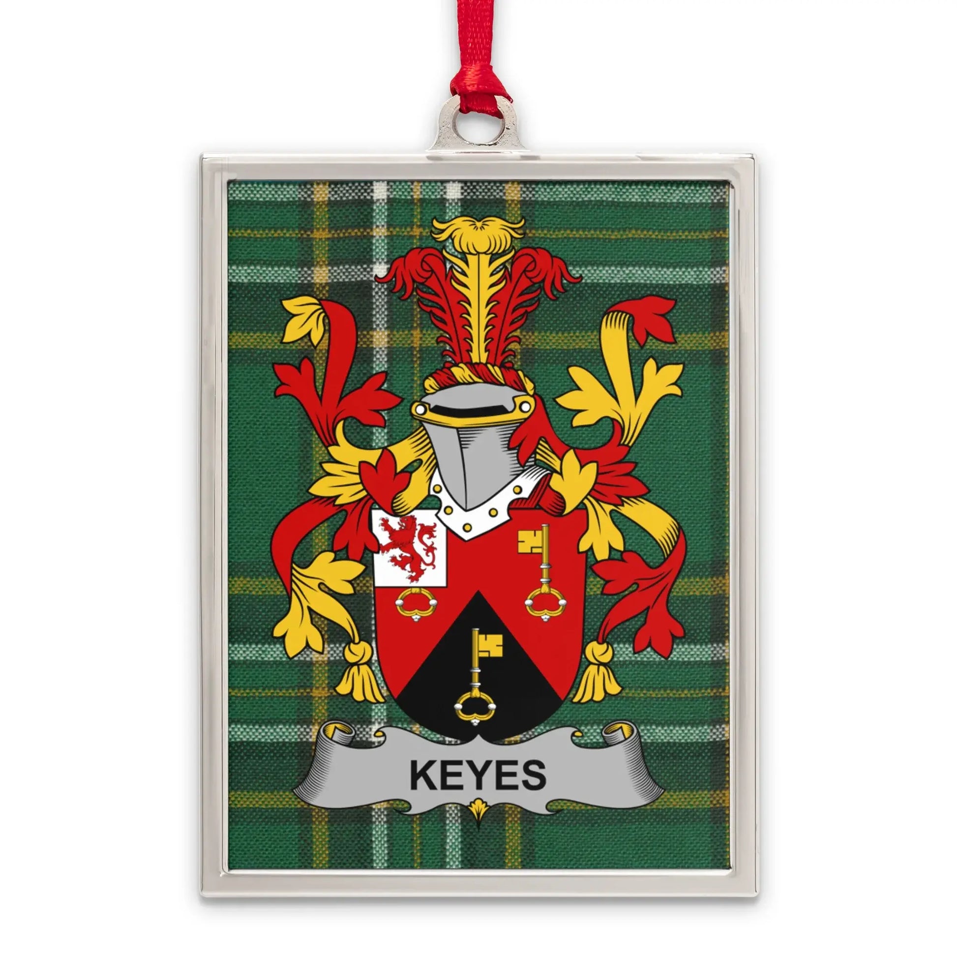 Keyes Family Crest Plaid Background Ornament product