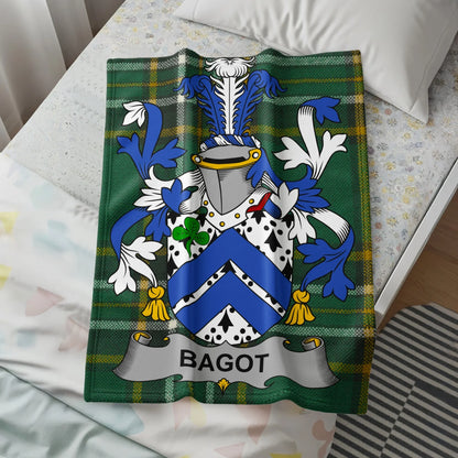 Bagot Family Crest Tartan Blanket Cozy Home Product