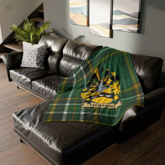 Personalized Family Crest Plaid Blanket Sofa Decor product