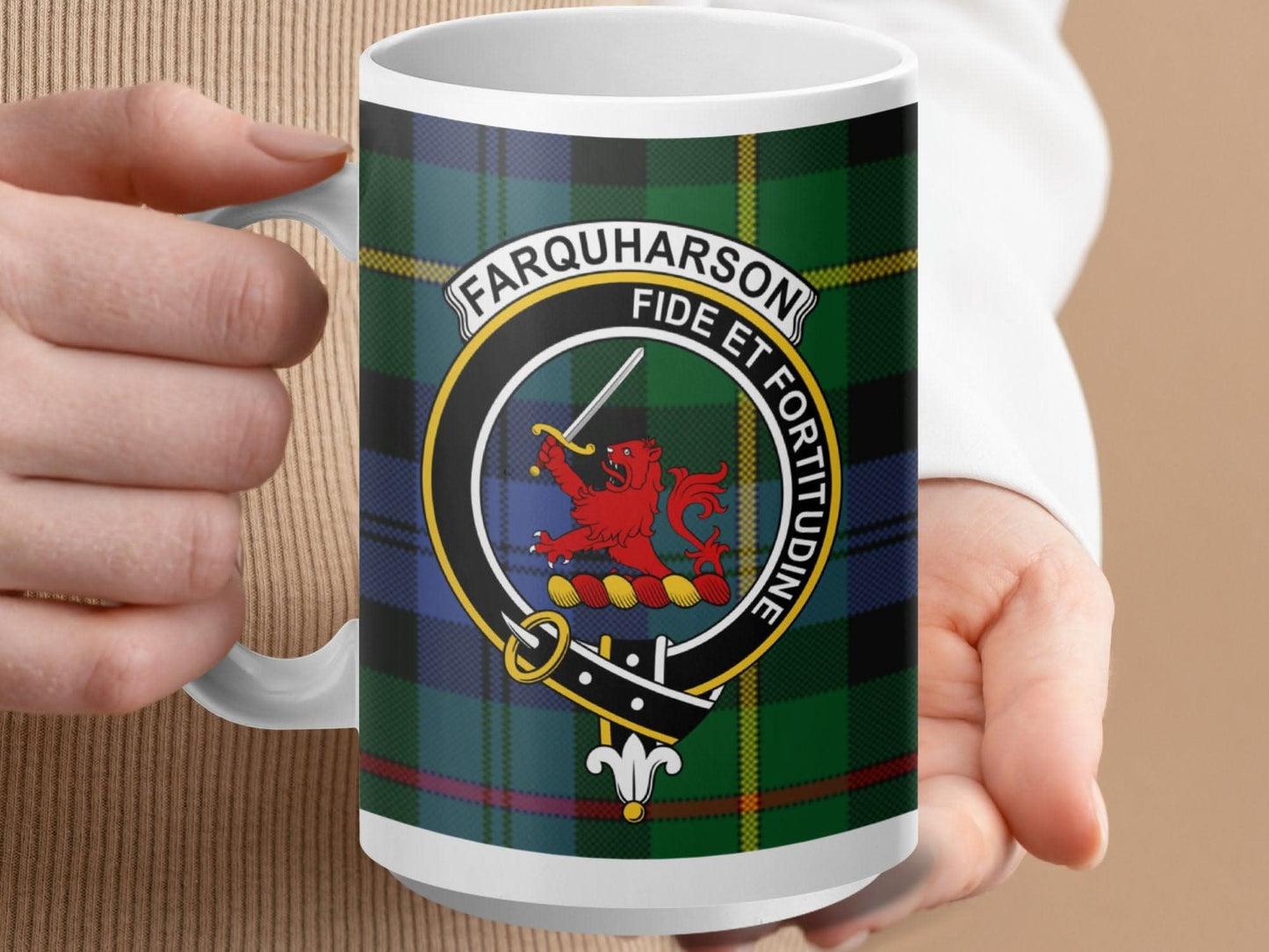 Farquharson Tartan Plaid Crest Shield Coffee Mug product