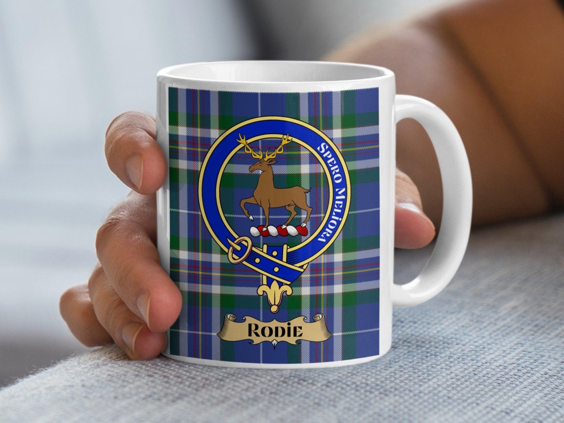 Clan Rodie Crest Tartan Mug with Scottish Design - Living Stone Gifts