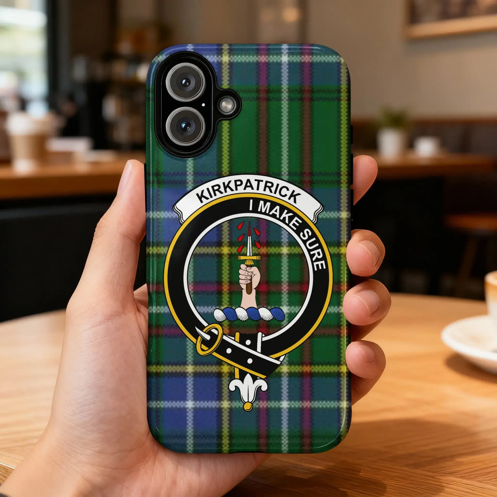 Kirkpatrick Tartan Pattern with Family Crest Phone Case