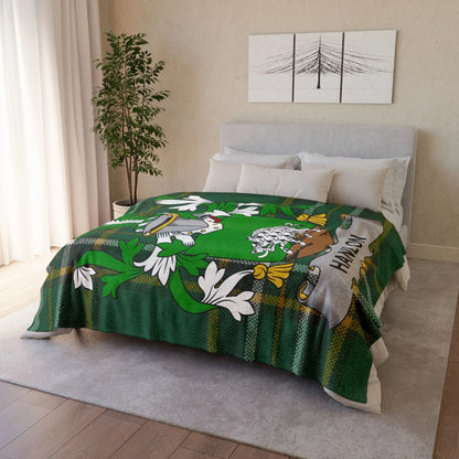 Hanlon Surname Irish Coat Of Arms Tartan Blanket