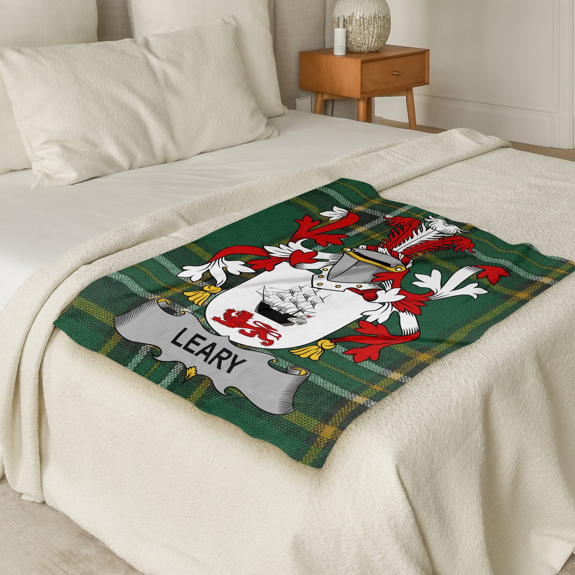 Leary Surname Irish Tartan Throw Blanket - Living Stone Gifts