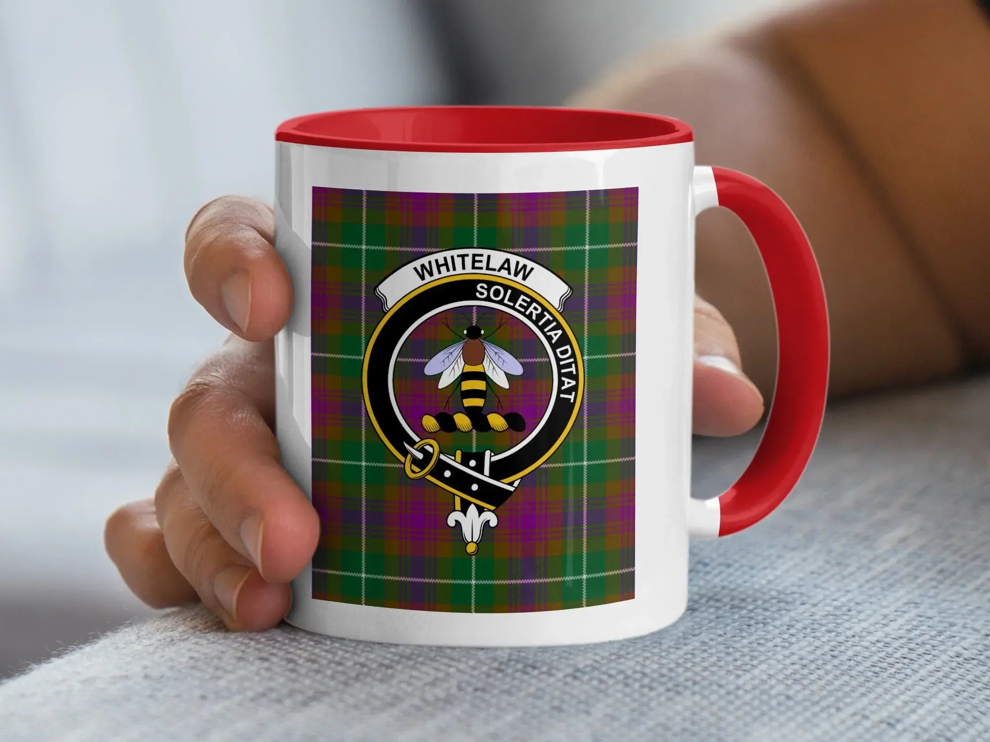 Whitelaw Clan Tartan Solertia Ditat Design Coffee Mug