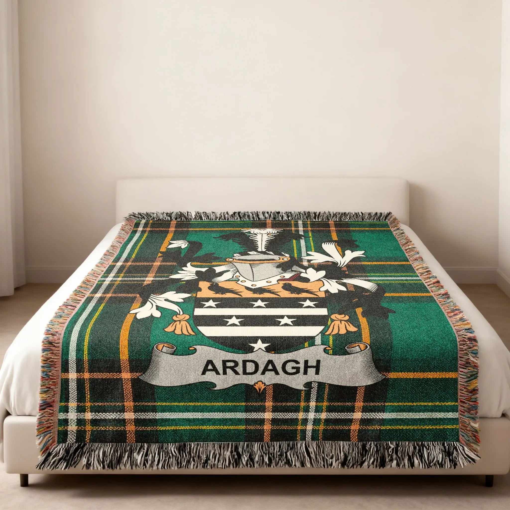 Green Plaid Ardagh Family Crest Heraldry Blanket product type