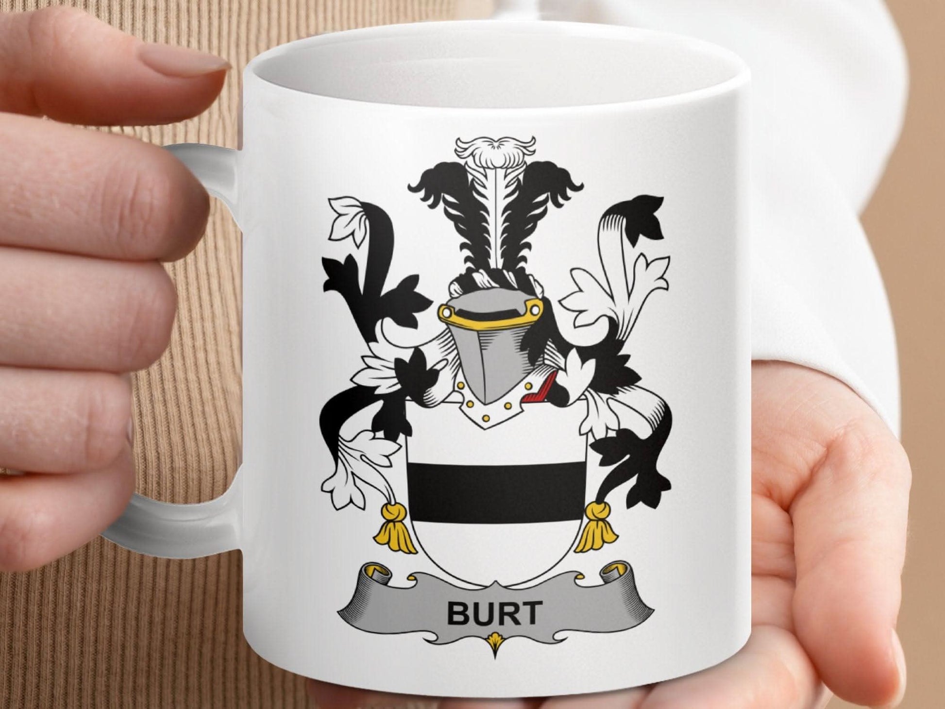 Burt Surname Irish Family Crest On Both Sides Mug - Celtic Ancestry Gifts