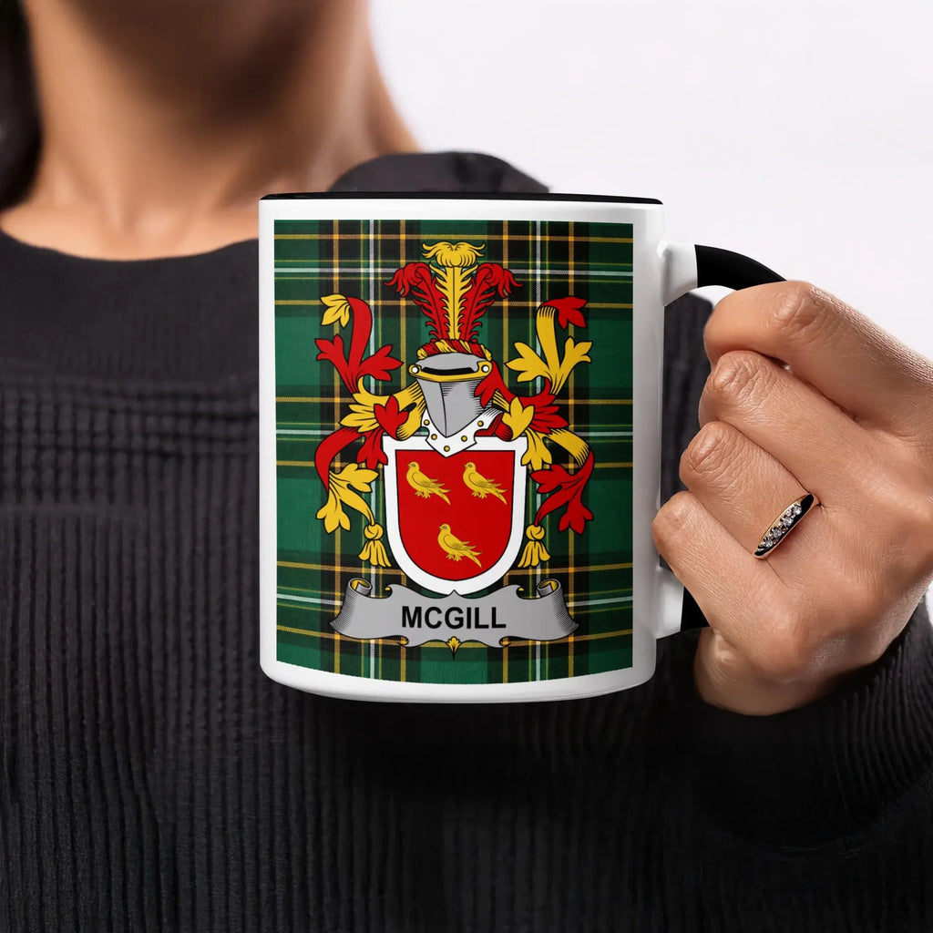 McGill Irish heritage mug with black handle and interior