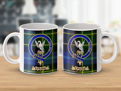 Clan Cullen Scottish Tartan Crest Mug - Living Stone Gifts