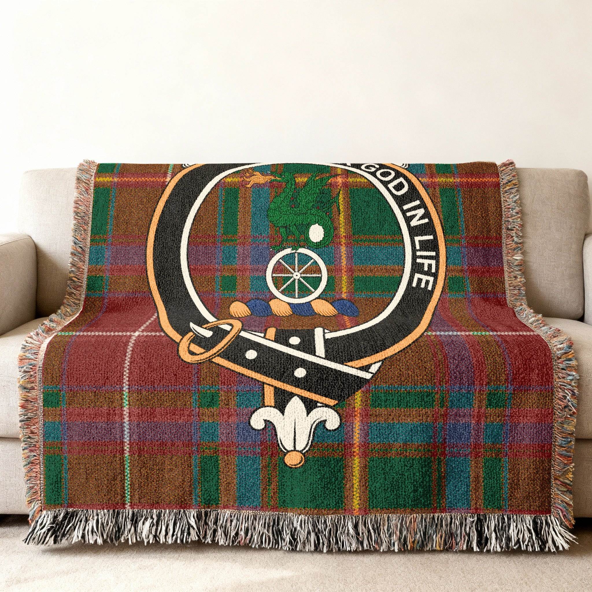 Clan Crest Tartan Throw Blanket Scottish Heritage