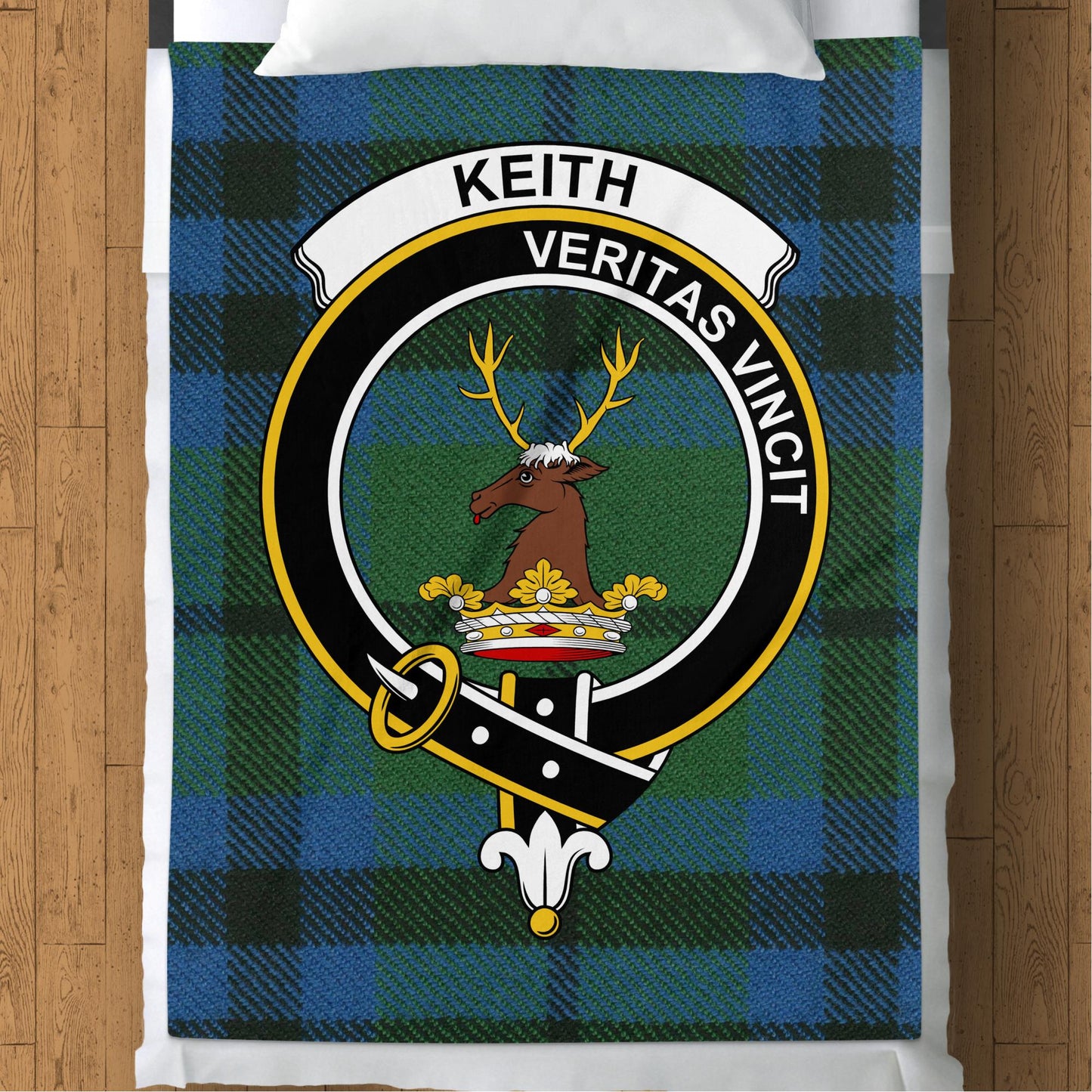 Scottish Clan Keith Crest Tartan Blanket - Living Stone Gifts